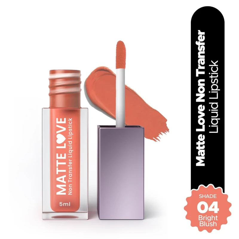 Hilary Rhoda Matte Love Non Transfer Liquid Lipstick | Lightweight & Matte Finish | Waterproof Lipstick for Women | Long Lasting & Non-Drying Lipstick | 5ml (Bright Blush - Shade 04) - Thumbnail 2